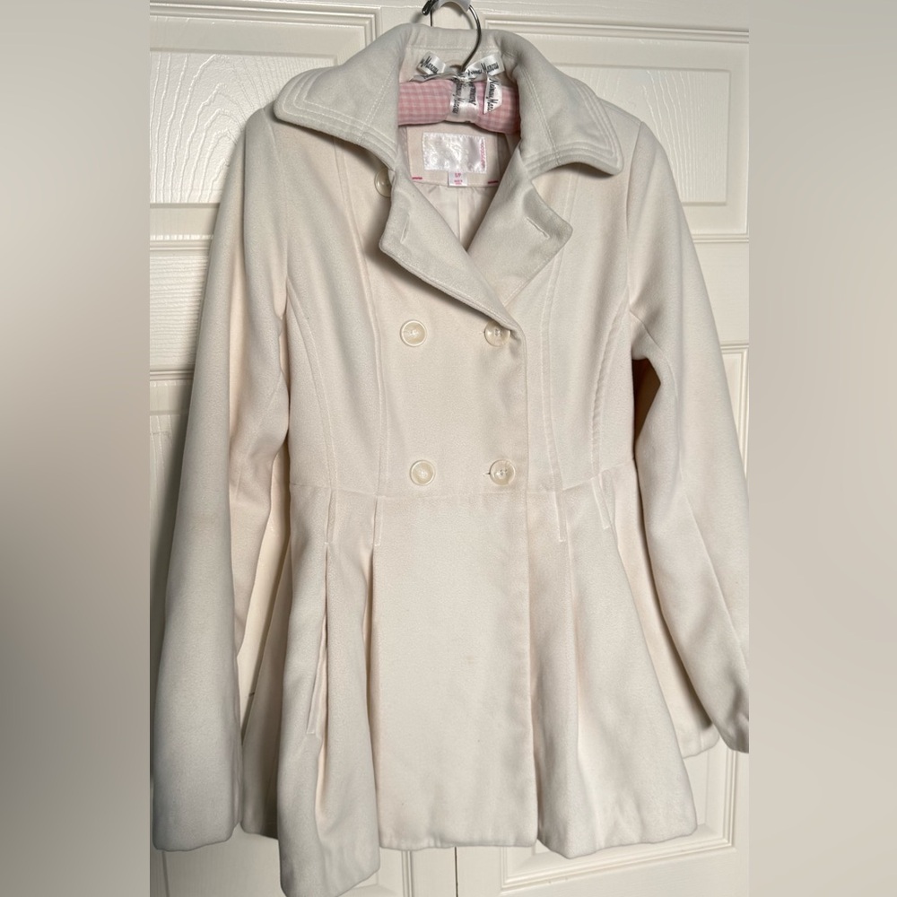 Xhilaration Cream Double-Breasted A-Line Pea Coat-Size S